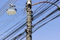 Graphic lines of power cables combined with tram to Sugarloaf