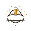 graphic logo of glass of beer with spikelets on white background. Royalty Free Stock Photo