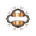 graphic logo of glass of beer with spikelets on white background. Royalty Free Stock Photo