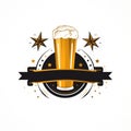 graphic logo of glass of beer with spikelets on white background. Royalty Free Stock Photo