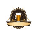 graphic logo of glass of beer with spikelets on white background. Royalty Free Stock Photo