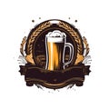 graphic logo of glass of beer with spikelets on white background. Royalty Free Stock Photo