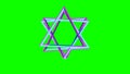 Rotation of colored triangles. Graphic metamorphoses on a green background.