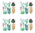 Graphic mexican hawaii herbal beautiful wonderful floral herbal gorgeous cute spring colorful four groups of cacti