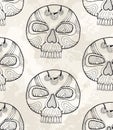 Graphic Mexico pattern with skull, Halloween ethnic background for mexican day of the dead, dia de los muertos calavera pattern Royalty Free Stock Photo