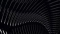 Graphic monochrome background of flowing lines in dynamic waves motion, white on black. Animation. White narrow stripes