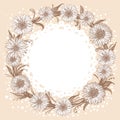 Graphic monochrome flowers wreath