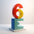 Highly rendering of a 3d number six on a white background