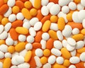 Graphic of Orange and White Prescription Pills Background Vector Art