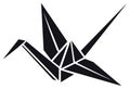 Graphic Origami Crane Illustration in Black Royalty Free Stock Photo
