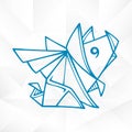 Graphic Origami Flying Pig. Geometric Icon of Paper Piglet with Wings Royalty Free Stock Photo