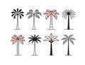 Graphic palm tree icon, logo set Royalty Free Stock Photo