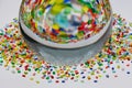 graphic picture of multicolored plastic resin granulates Royalty Free Stock Photo