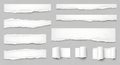 Realistic torn white paper strips vector set Royalty Free Stock Photo
