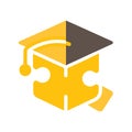 Puzzle Piece Graduation Cap: Education, Knowledge, Learning, and Success Icon Royalty Free Stock Photo