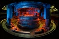 Graphic representation of the interior of a reactor for a controlled thermonuclear reaction. AI generativ