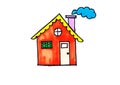 Graphic representation of a painted house with colored markers Royalty Free Stock Photo