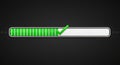 Progress bar graphic with green completion indicator on a dark background for digital interfaces Royalty Free Stock Photo