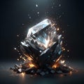 diamond emerging from coal in 3d 2 Royalty Free Stock Photo