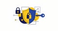 Digital Security Shield with Lock and Key Icons, Data Protection, Cybersecurity Concept Royalty Free Stock Photo