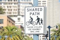 Share Path street sign for bicycle riders and pedestrians Royalty Free Stock Photo