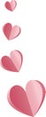 Graphic resource of rose pink and red gradient paper hearts set. origami vector Royalty Free Stock Photo