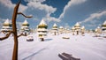 Snowy landscape with fir trees No humans and animals low poly design virtual landscape 3d render