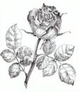 Graphic rose on white background. Illustration for design.