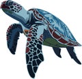 graphic sea turtle , vector illustration of sea turtle ,turtle design on a white background,icon Royalty Free Stock Photo