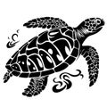 graphic sea turtle,vector illustration of sea turtle Royalty Free Stock Photo