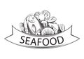 Graphic seafood together, vector