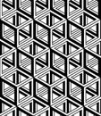 Graphic seamless abstract pattern, regular geometric black and w