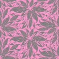 graphic seamless asymmetric gray pattern on pink background, texture