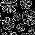 Graphic Seamless pattern with flowers on a black background Royalty Free Stock Photo