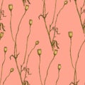Graphic Seamless pattern with poppy. Floral background wallpaper.