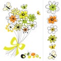 Graphic set with flowers