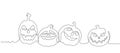 Graphic set of simple one line pumpkins for Halloween Royalty Free Stock Photo