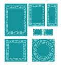 Graphic set with template frames in different formats such as A4, A5, rsvp card, buisness cards and square template with square Royalty Free Stock Photo