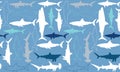 Graphic Shark Seamless Vector Pattern