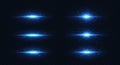 Horizontal blue light streaks and starry flare collection Royalty Free Stock Photo