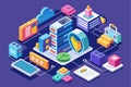 This graphic shows a customizable secure data environment with colorful isometric elements for data management, Secure data Royalty Free Stock Photo