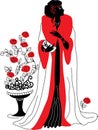 Graphic silhouette of a art deco woman