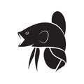 Graphic silhouette betta fish, vector