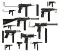 Graphic silhouette modern submachine guns