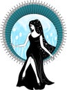 Graphic silhouette of Moon and stars queen. Art deco style woman. . Flat illustration. Fashion luxury Royalty Free Stock Photo