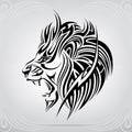 Graphic silhouette roaring lion. vector illustration Royalty Free Stock Photo