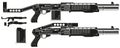 Graphic silhouette shotgun rifle with ammo clip