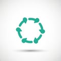 Graphic with six teal arrows forming a loop resembling a continuous Royalty Free Stock Photo