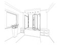 Graphic sketch a bathroom