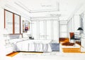 Graphic sketch an bedroom